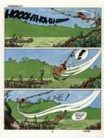 humour noir bande dessin�e sur Tarzan sur une liane qui se fait mang� les robignolles par un crocodile