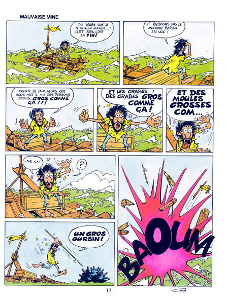 Bd noir sur un naufragé sur un radeau et qui meure de faim