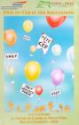 affiche montrant des affichettes accroch�es � des ballons d'enfant de toutes les couleurs dans le ciel