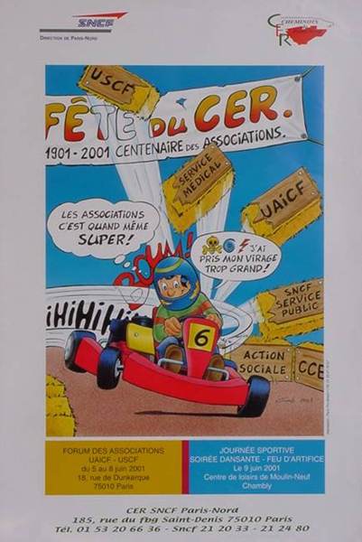 dessin d'un enfant au volant d'un karting en train de d�raper dans des bottes de paille