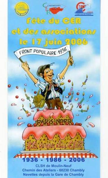 affiche sur le front populaire ou un ouvrier de 1936 sort d'un grand gateau