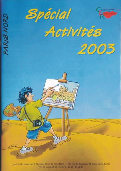 personnage en train de peindre un ville sur une toile alors qu'il est en plein d�sert