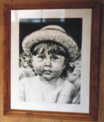 fillette dessin�e au crayon sur papier