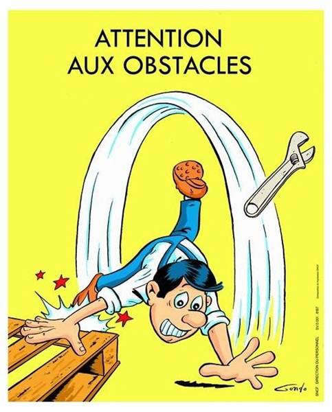 peinture acrylique a l'aerographe sur le danger des obstacles ou un personnage tribuche sur une palette