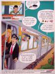 peinture d'un train � l'arr�t en pleine voie ou les voyageurs se demandent se qui se passe