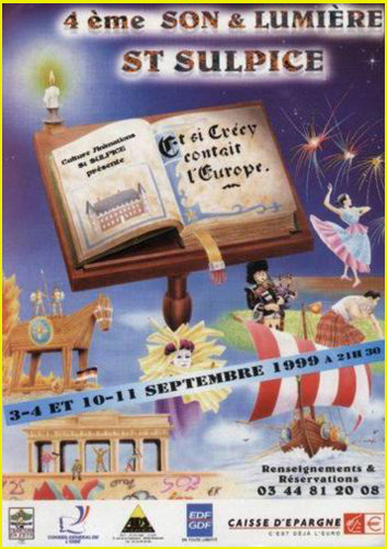 Peinture réalisée à l'aérographe d’une affiche représentant un spectacle de son et lumière à saint-sulpice en 1999