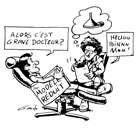 dessin d'un psychiatre devant son malade allongé dans un fauteuil