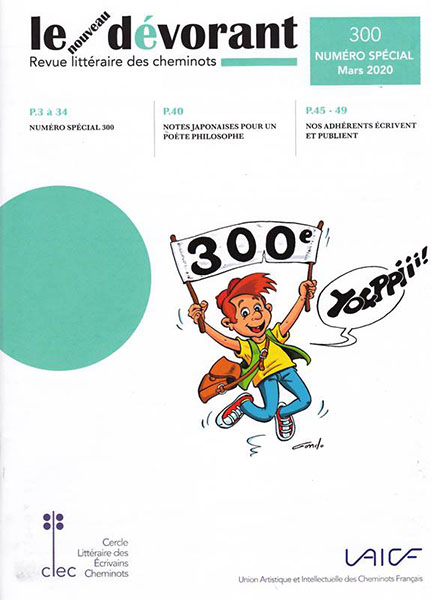 dessin d'un enfant qui saute de joie en tenant dans ses mains une banderolle