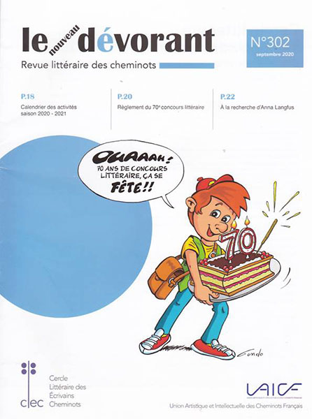 dessin d'un enfant qui porte a bout de bras un enorme gateau en forme de livre
