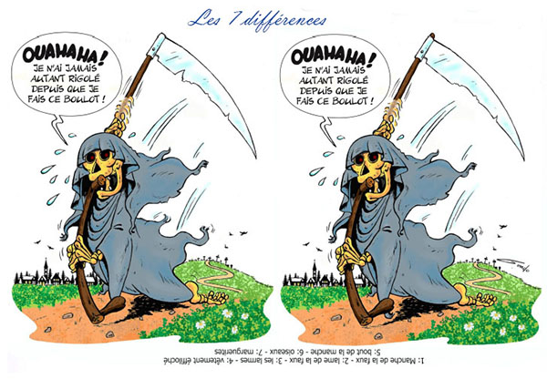 deux dessins de la facheuse dont un comporte sept differences