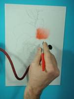 peinture d'une rose � l'a�rographe